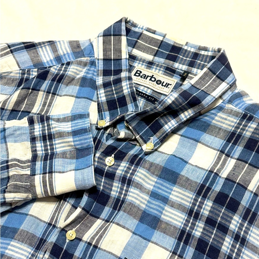 barbour Men’s Plaid Long Sleeve Bottom Down Shirt